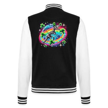Dino St. Patrick's Day Skelett Kleeblatt - College-Sweatjacke - Schwarz/Weiß - Hinten - Marisol (170cm)