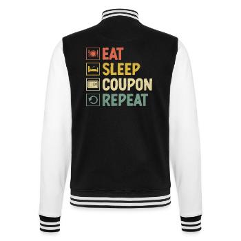 Eat Sleep Gutschein Repeat Couponer Shopper Speichern - College-Sweatjacke - Schwarz/Weiß - Hinten - Marisol (170cm)