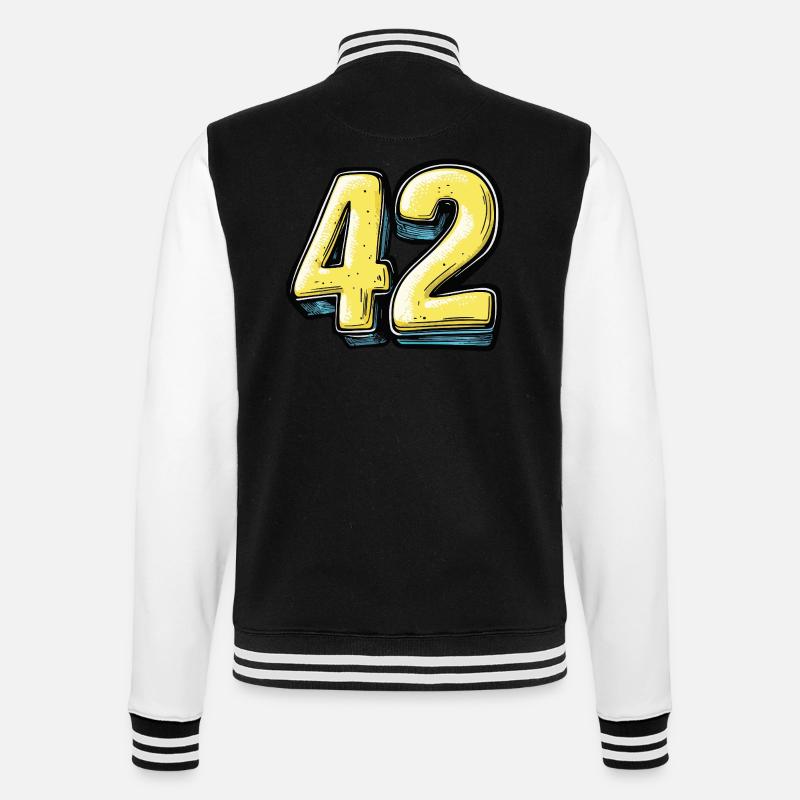 42 Zahl Comic - College-Sweatjacke - Schwarz/Weiß