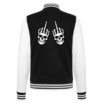 Mittelfinger Skelett Hand - College-Sweatjacke - Schwarz/Weiß - Hinten - Marisol (170cm)