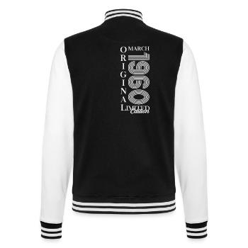 65th Birthday Gift Husband Original March 1960 - College Sweat Jacket - black/white - Back - Marisol (170cm)