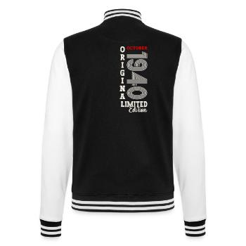 85. Geburtstag Legende Oktober 1940 Jahrgang 04 - College-Sweatjacke - Schwarz/Weiß - Hinten - Marisol (170cm)