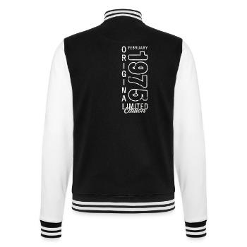 50th Birthday Gift Husband Original February 1975 - College Sweat Jacket - black/white - Back - Marisol (170cm)