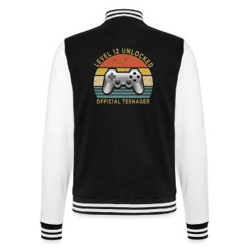Level 12 Freigeschalteter Teen Gamer - College-Sweatjacke - Schwarz/Weiß - Hinten - Marisol (170cm)
