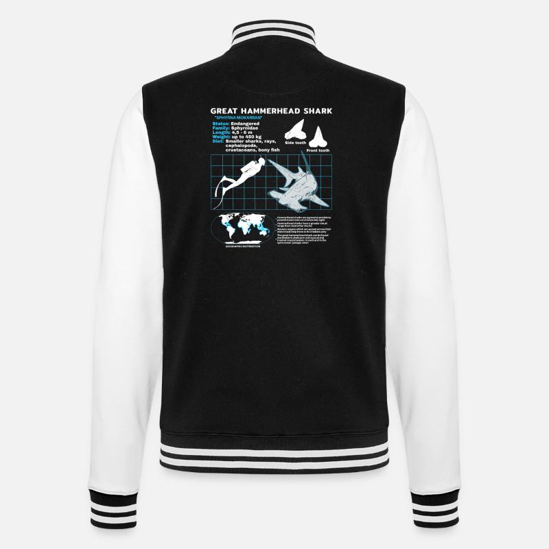 Fiche technique du requin-marteau - Veste Teddy - noir/blanc
