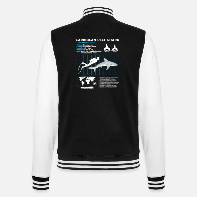 Fiche technique du requin de récif des Caraïbes - Veste Teddy - noir/blanc