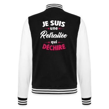Je Suis Une Retraitée Qui Déchire - Veste Teddy - noir/blanc - Dos - Marisol (170cm)