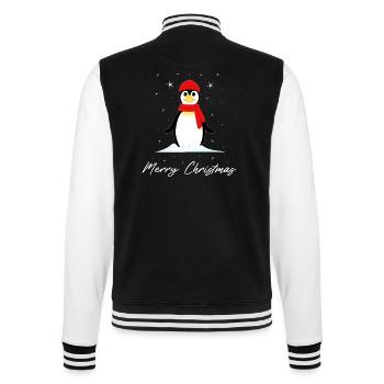 Pinguin Frohe Weihnachten - College-Sweatjacke - Schwarz/Weiß - Hinten - Marisol (170cm)