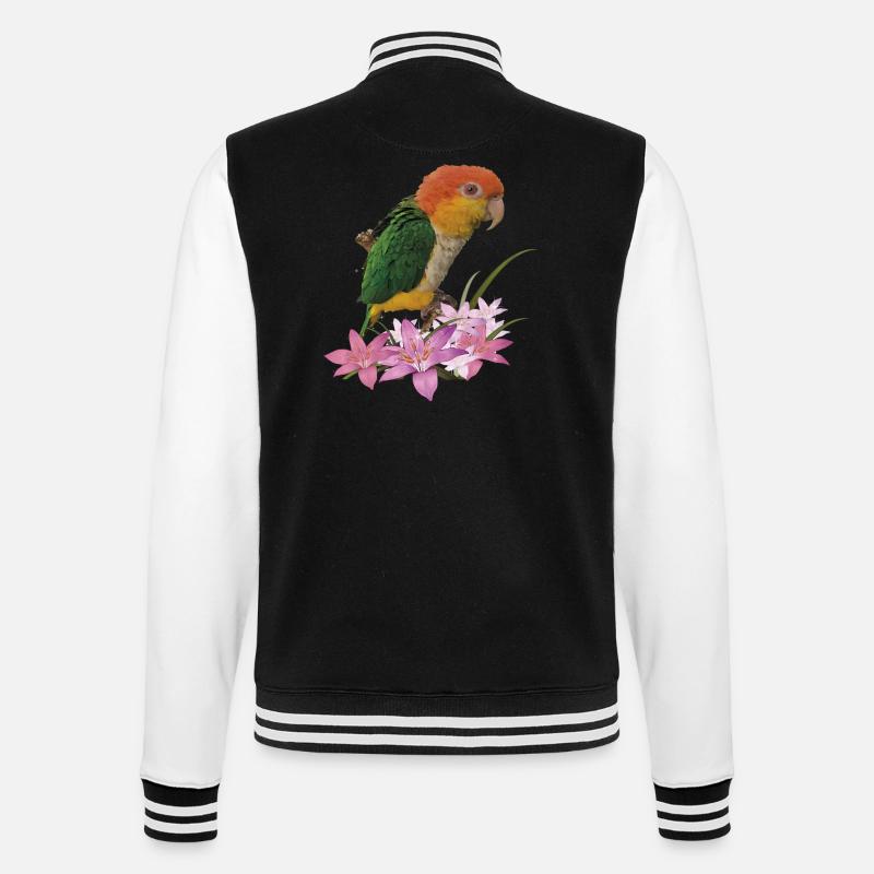 Der orangeköpfige Caique - College-Sweatjacke - Schwarz/Weiß