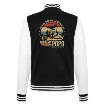 4 years old Aged to Perfection born in February 2020 - College Sweat Jacket - black/white - Back - Marisol (170cm)