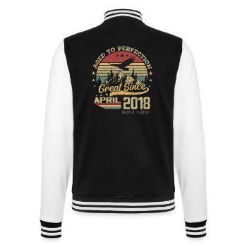 6 years old Aged to Perfection born in April 2018 - College Sweat Jacket - black/white - Back - Marisol (170cm)