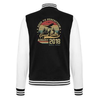6 years Old Aged to Perfection born in August 2018 - College Sweat Jacket - black/white - Back - Marisol (170cm)
