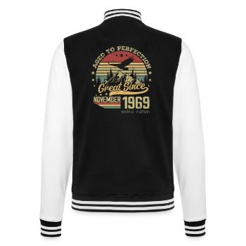 55 years old Aged to Perfection born: November 1969 - College Sweat Jacket - black/white - Back - Marisol (170cm)