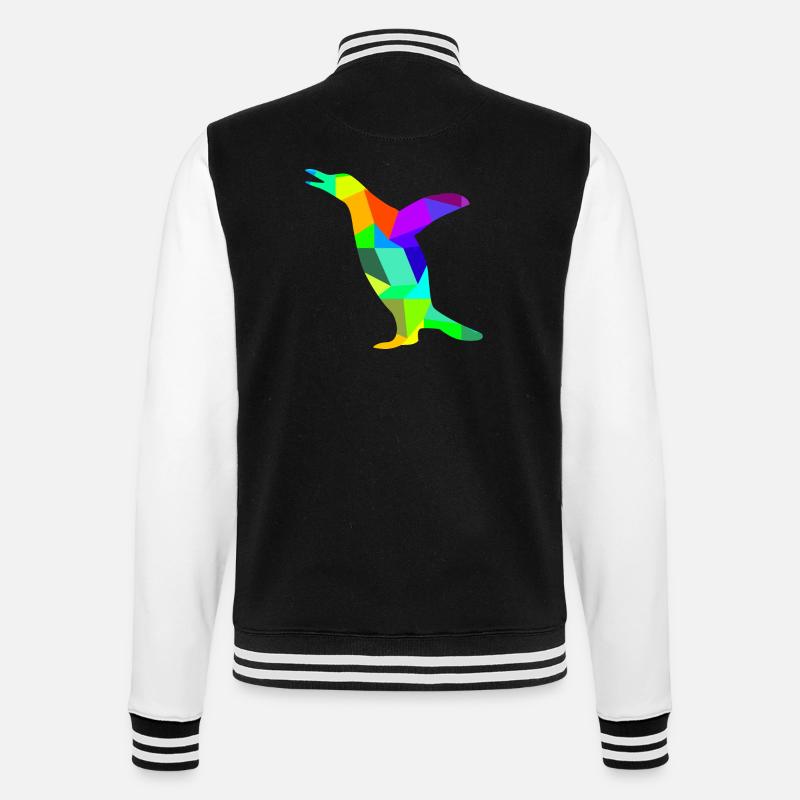 Pinguin Regenbogen Tiere Polygon - College-Sweatjacke - Schwarz/Weiß