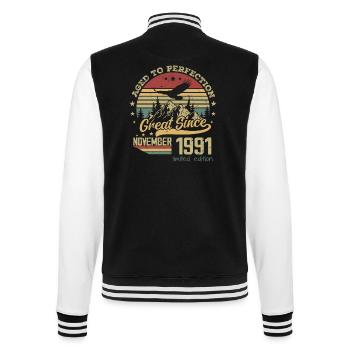 33 years old Aged to perfection born: November 1991 - College Sweat Jacket - black/white - Back - Marisol (170cm)