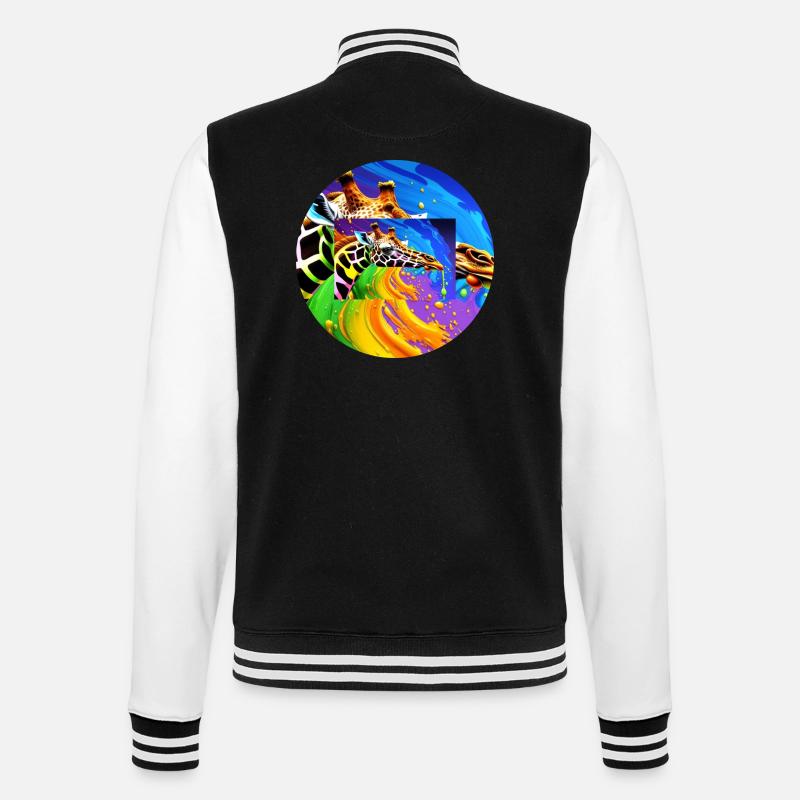 Farbenfrohe Giraffe - College-Sweatjacke - Schwarz/Weiß