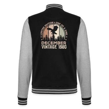 Unvergleichlich seit Dezember 1980 44 Jubiläum - College-Sweatjacke - Schwarz/Grau meliert - Hinten - Marisol (170cm)