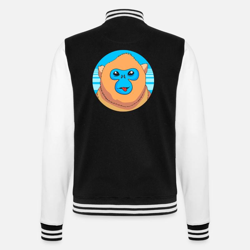 Stupsnasenaffe Affe Schimpanse - College-Sweatjacke - Schwarz/Weiß