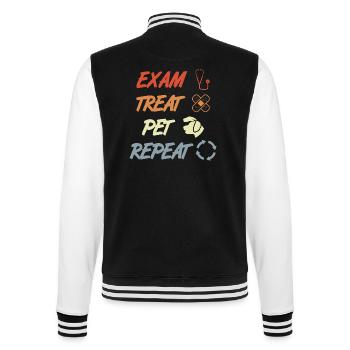 Exam Treat Pet Repeat - College-Sweatjacke - Schwarz/Weiß - Hinten - Marisol (170cm)