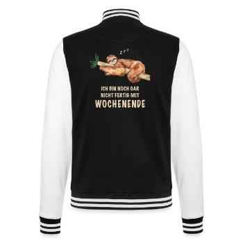 Wochenende Faultier Lustige Sprüche Humor - College-Sweatjacke - Schwarz/Weiß - Hinten - Marisol (170cm)