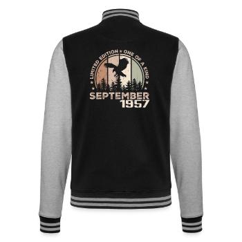 Incomparable depuis septembre 1957 67 Anniversaire - Veste Teddy - noir/gris chiné - Dos - Marisol (170cm)