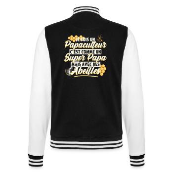 Papa apiculteur cadeau fête des pères: Papaculteur - Veste Teddy - noir/blanc - Dos - Marisol (170cm)