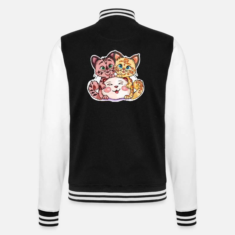 Deux chatons avec une peluche - Veste Teddy - noir/blanc