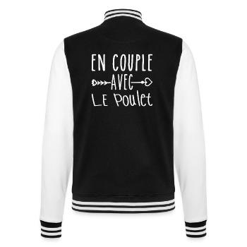 En Couple avec Poulet, cadeau Fans de Poulet - Veste Teddy - noir/blanc - Dos - Marisol (170cm)