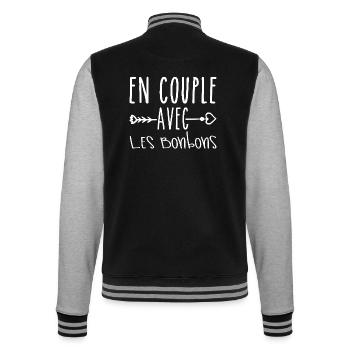 Paare mit Süßigkeiten, Geschenk Süßigkeiten Fans - College-Sweatjacke - Schwarz/Grau meliert - Hinten - Marisol (170cm)
