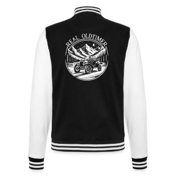 Vintage Auto Shirt – Real Oldtimer Style - College-Sweatjacke - Schwarz/Weiß - Hinten - Marisol (170cm)
