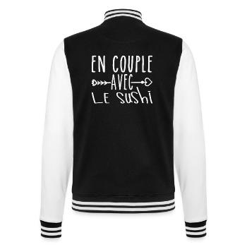 En Couple avec Sushi, cadeau Fans de Sushi - Veste Teddy - noir/blanc - Dos - Marisol (170cm)