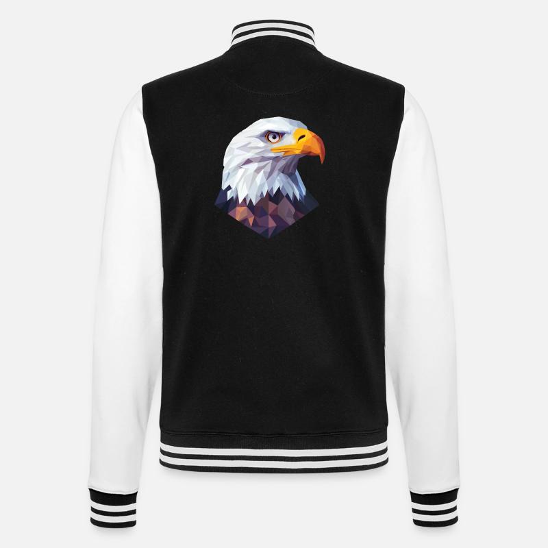 Adler Kopf Low Poly Logo Design - College-Sweatjacke - Schwarz/Weiß