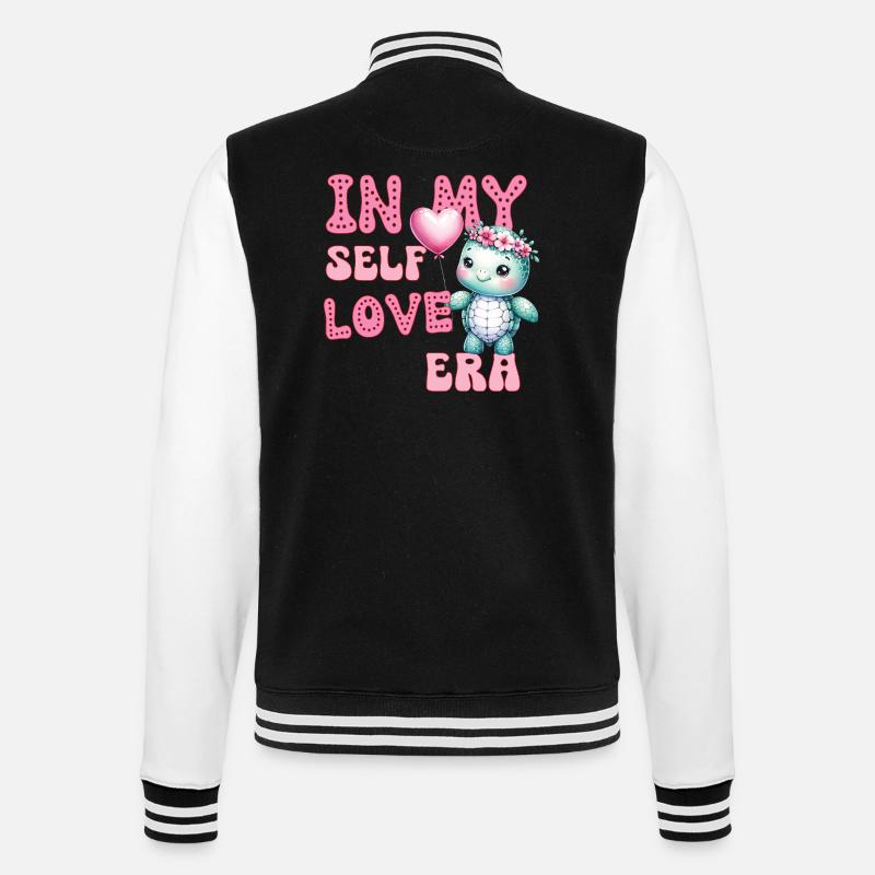 Tortue mignonne de la Saint-Valentin - Dans mon amour de soi - Veste Teddy - noir/blanc