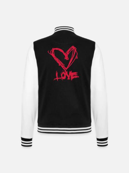 Ich liebe I heart love Grunge Stil Herzen für - College-Sweatjacke - Schwarz/Weiß