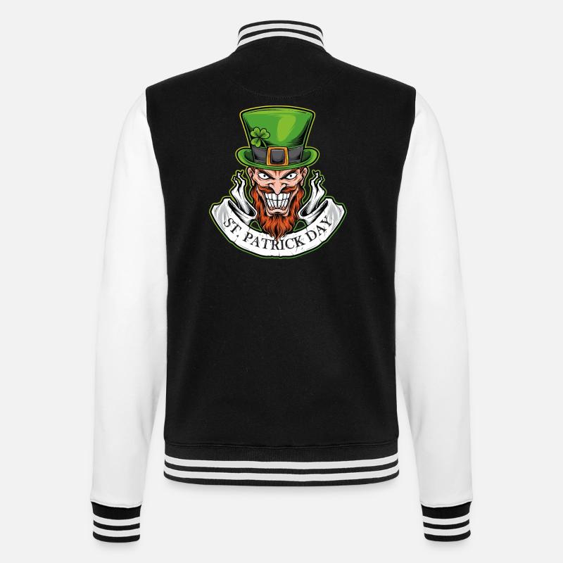 Lächeln am St. Patrick Day - College-Sweatjacke - Schwarz/Weiß