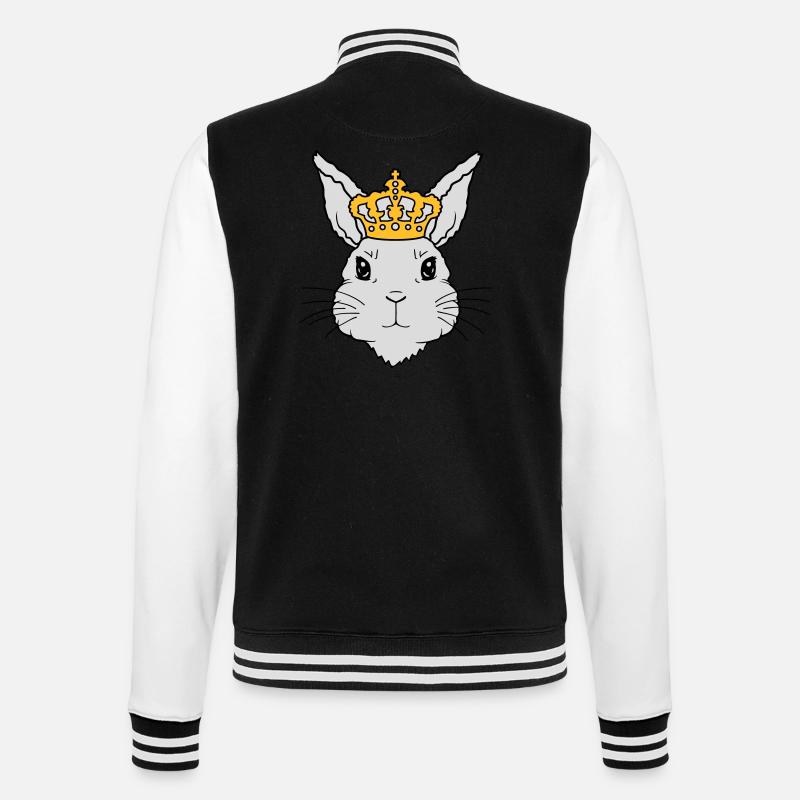 King Rabbit Crown Face - College Sweat Jacket - black/white