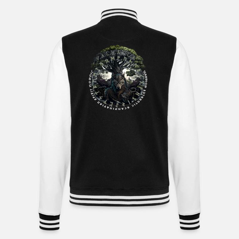 Wikinger Valhalla Wolf Odins - College-Sweatjacke - Schwarz/Weiß