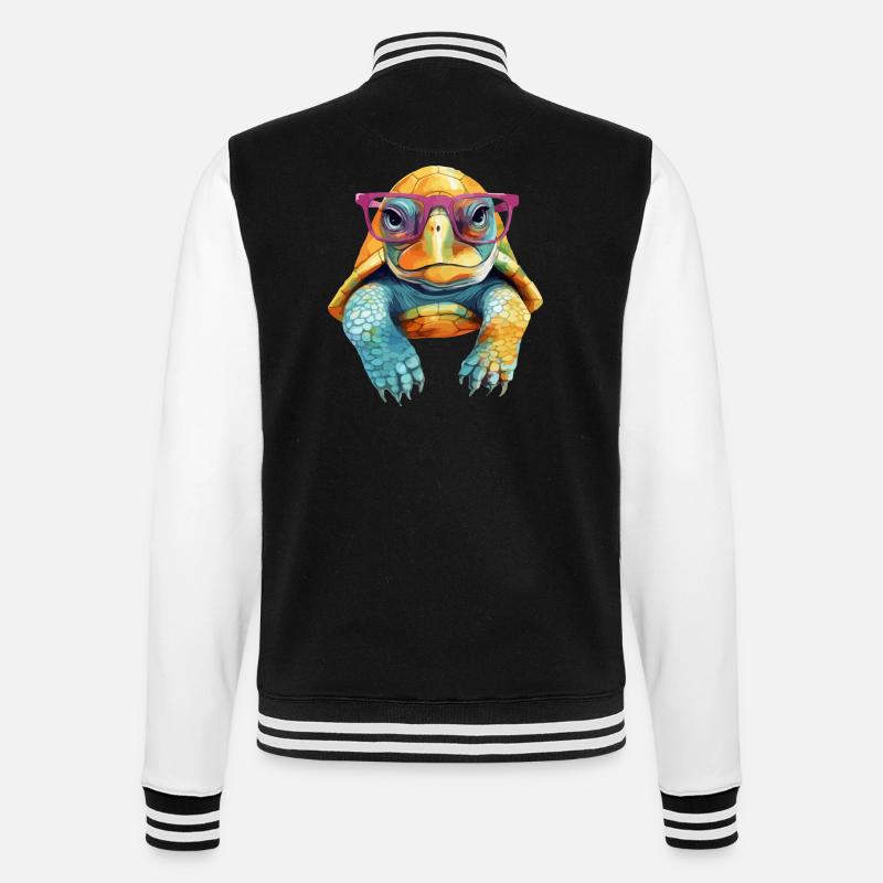 Mino the spectacled turtle - College Sweat Jacket - black/white