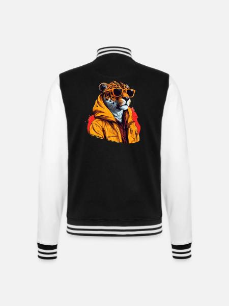 Streetstyle-Gepard | Geparden-Liebhaber - College-Sweatjacke - Schwarz/Weiß