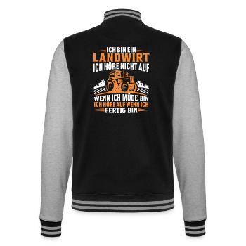 Ich bin ein Landwirt - College-Sweatjacke - Schwarz/Grau meliert - Hinten - Marisol (170cm)