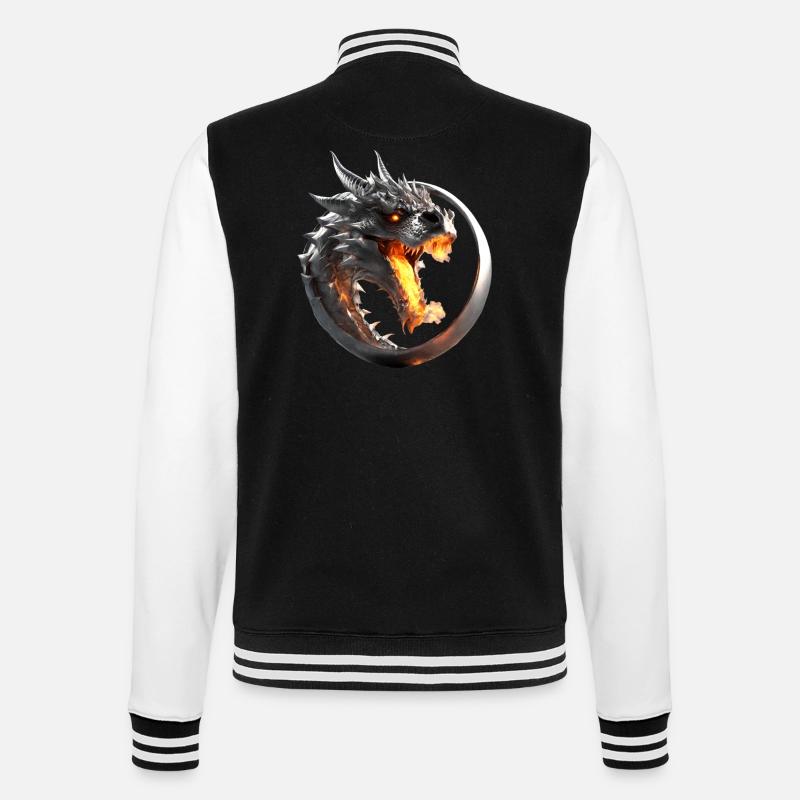 Dragon de feu dans l’anneau - Veste Teddy - noir/blanc