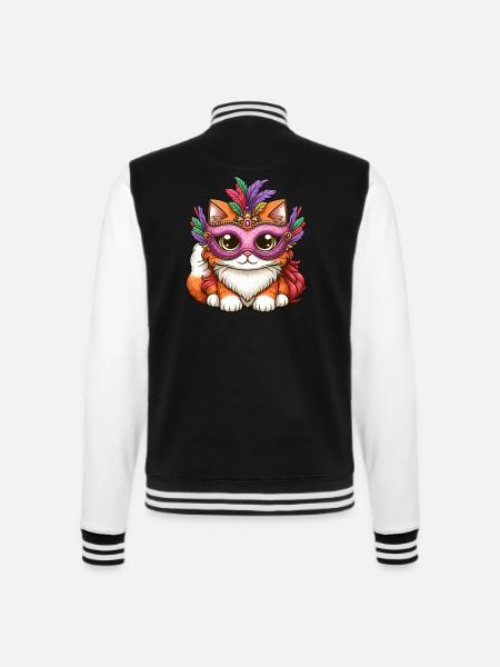Mardi Gras Perserkatze, Maskenball Katze - College-Sweatjacke - Schwarz/Weiß