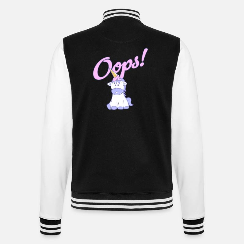 Hoppla, ein Einhorn! - College-Sweatjacke - Schwarz/Weiß