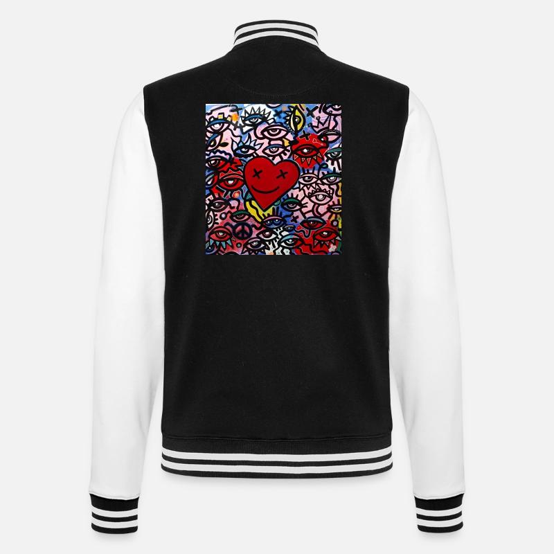 Graffiti Corazon y ojos - Veste Teddy - noir/blanc