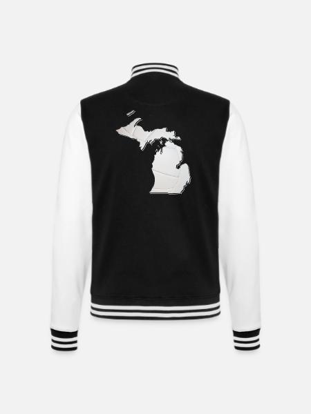 Michigan (USA) | echter Volleyball | Landkarte - College-Sweatjacke - Schwarz/Weiß