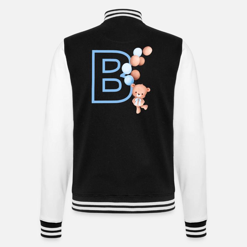 Lettre b bleue ours - Veste Teddy - noir/blanc