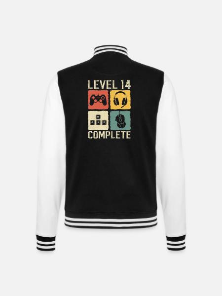 14. Geburtstag Level 14 Complete Gamer 14 Jahre - College-Sweatjacke - Schwarz/Weiß