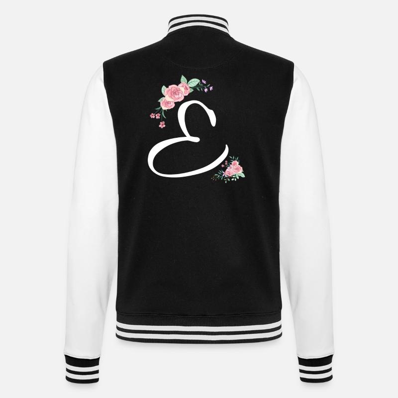 Lettre e fleurs - Veste Teddy - noir/blanc