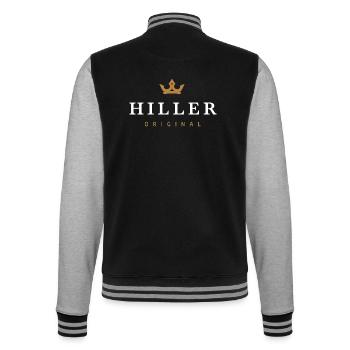 Hiller Original Familienlogo - College-Sweatjacke - Schwarz/Grau meliert - Hinten - Marisol (170cm)