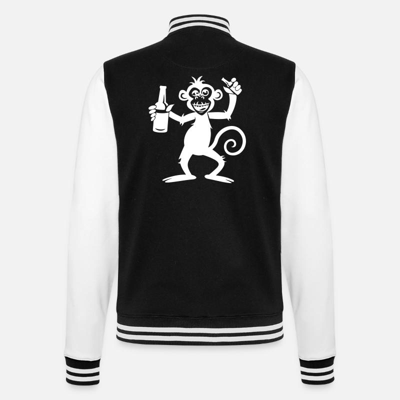 Affe Party Bier - College-Sweatjacke - Schwarz/Weiß